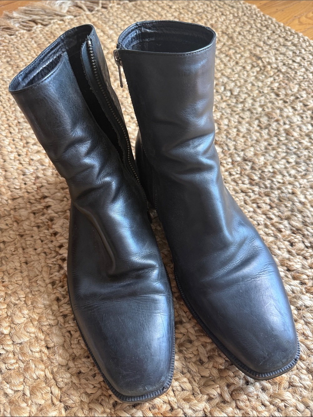 Gordon Rush Black Leather Zip Ankle Boots